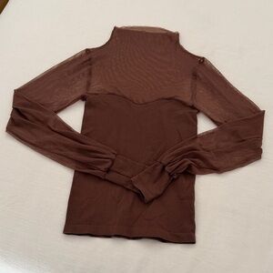 Free People Sheer Brown Blouse